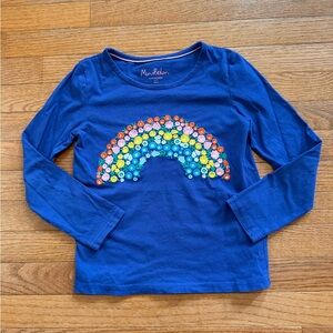 Mini Boden Rainbow Floral Embroidered Long Sleeve Tee 8/9